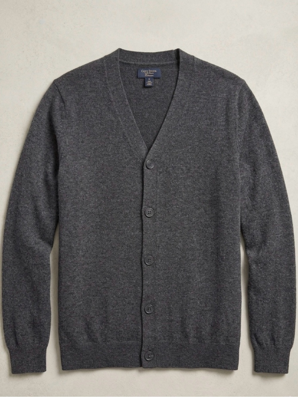 EUC Men’s Club Room Luxury 100% Cashmere Charcoal V-Neck Button Front Cardigan